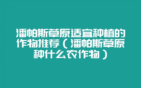 潘帕斯草原适宜种植的作物推荐（潘帕斯草原种什么农作物）-会东网