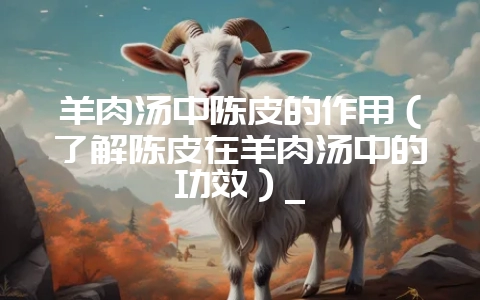 羊肉汤中陈皮的作用（了解陈皮在羊肉汤中的功效）_-会东网