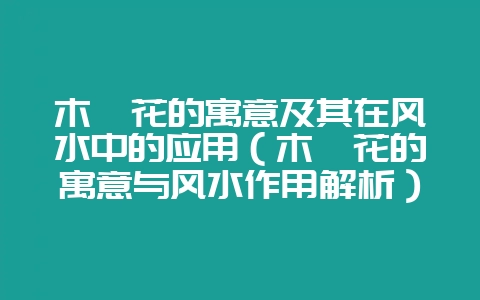 木槿花的寓意及其在风水中的应用（木槿花的寓意与风水作用解析）-会东网