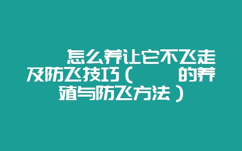 鹌鹑怎么养让它不飞走及防飞技巧（鹌鹑的养殖与防飞方法）-会东网