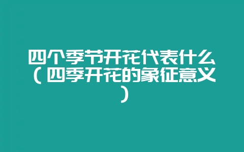 四个季节开花代表什么(四季开花的象征意义)-会东网