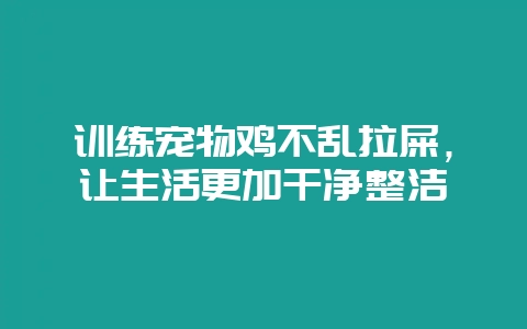 训练宠物鸡不乱拉屎，让生活更加干净整洁-会东网