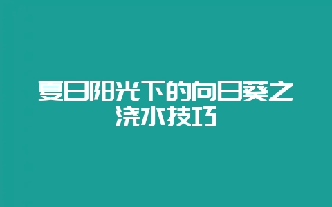 夏日阳光下的向日葵之浇水技巧插图 夏日阳光下的向日葵之浇水技巧插图