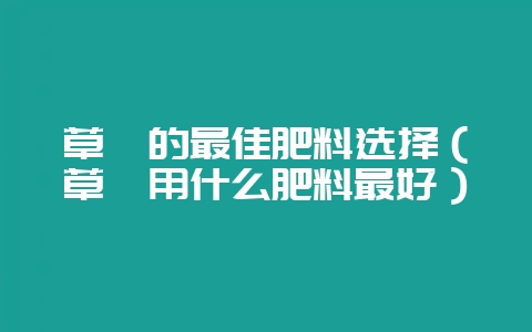 草莓的最佳肥料选择（草莓用什么肥料最好）-会东网