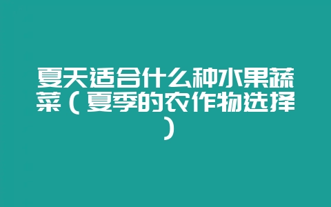 夏天适合什么种水果蔬菜（夏季的农作物选择）-会东网