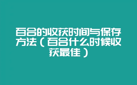 百合的收获时间与保存方法（百合什么时候收获最佳）-会东网