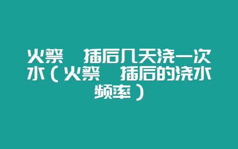 火祭扦插后几天浇一次水（火祭扦插后的浇水频率）-会东网
