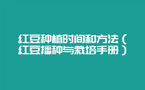 红豆种植时间和方法（红豆播种与栽培手册）-会东网