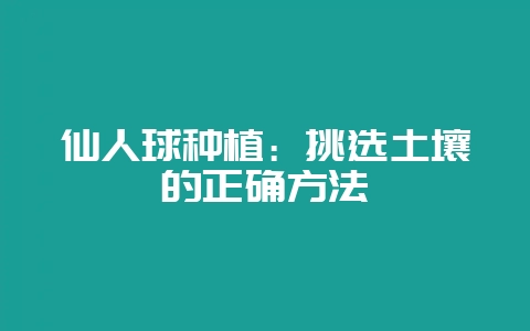 仙人球种植:挑选土壤的正确方法插图 仙人球种植:挑选土壤的正确方法插图