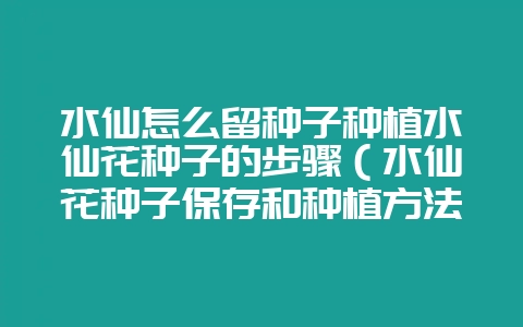 水仙怎么留种子种植水仙花种子的步骤（水仙花种子保存和种植方法-会东网