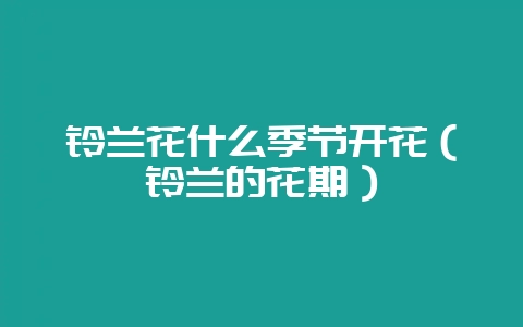 铃兰花什么季节开花（铃兰的花期）-会东网