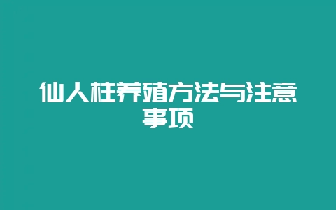 仙人柱养殖方法与注意事项-会东网