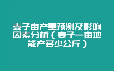 麦子亩产量预测及影响因素分析（麦子一亩地能产多少公斤）-会东网