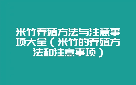 米竹养殖方法与注意事项大全（米竹的养殖方法和注意事项）-会东网