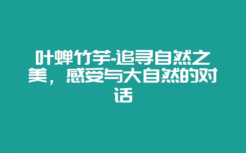 叶蝉竹芋-追寻自然之美，感受与大自然的对话-会东网