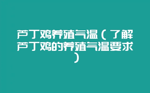 芦丁鸡养殖气温（了解芦丁鸡的养殖气温要求）-会东网