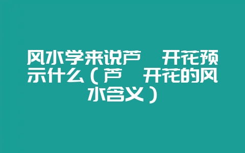 风水学来说芦荟开花预示什么（芦荟开花的风水含义）-会东网