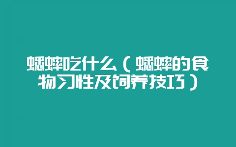 蟋蟀吃什么（蟋蟀的食物习性及饲养技巧）-会东网