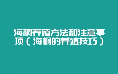 海桐养殖方法和注意事项（海桐的养殖技巧）-会东网