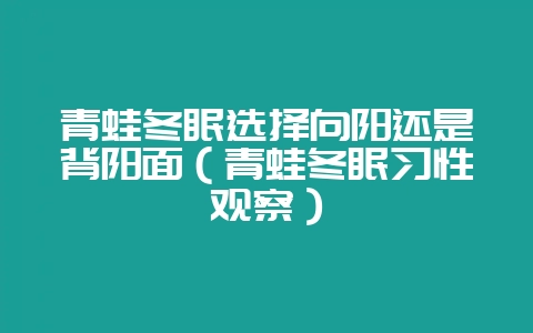 青蛙冬眠选择向阳还是背阳面（青蛙冬眠习性观察）-会东网