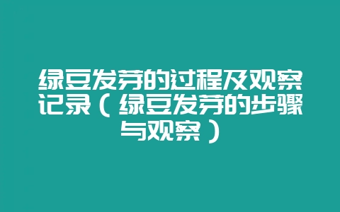 绿豆发芽的过程及观察记录（绿豆发芽的步骤与观察）-会东网