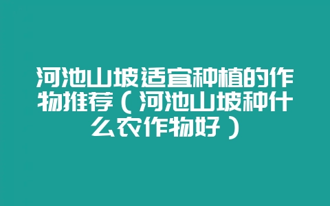 河池山坡适宜种植的作物推荐（河池山坡种什么农作物好）-会东网