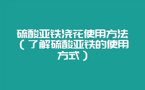 硫酸亚铁浇花使用方法（了解硫酸亚铁的使用方式）-会东网