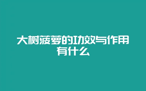 大树菠萝的功效与作用有什么-会东网