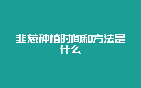 韭葱种植时间和方法是什么-会东网