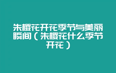 朱樱花开花季节与美丽瞬间（朱樱花什么季节开花）-会东网