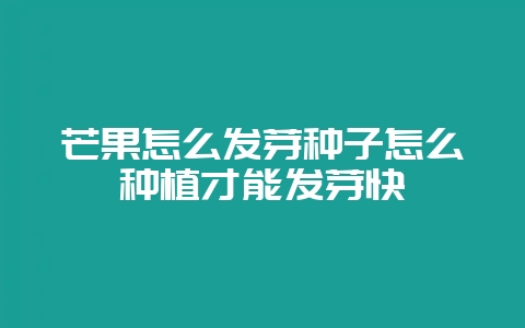 芒果怎么发芽种子怎么种植才能发芽快-会东网