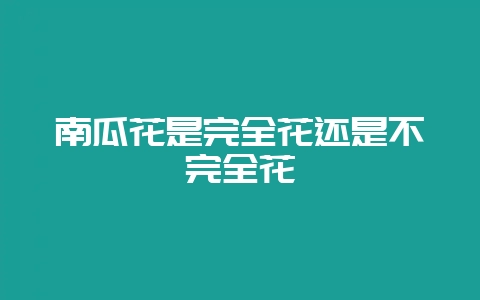 南瓜花是完全花还是不完全花-会东网