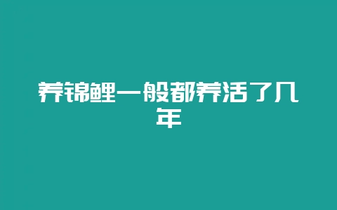 养锦鲤一般都养活了几年-会东网